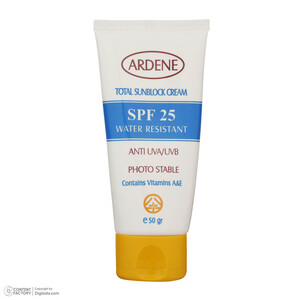 کرم ضدآفتاب بدون ‌رنگ آردن، SPF25