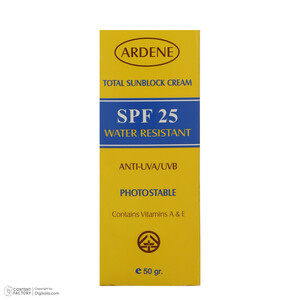 کرم ضدآفتاب بدون ‌رنگ آردن، SPF25