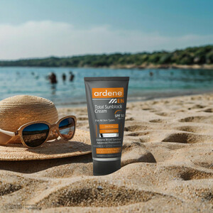 کرم ضد آفتاب بدون رنگ آقایان آردن، SPF50، مدل Total Sun Block