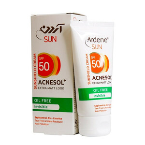 کرم ضد آفتاب بدون رنگ آردن SPF50 مدل ACNESOL محافظ UVB، ضد جوش و آکنه، مناسب انواع پوست حجم 50 میلی‌لیتر