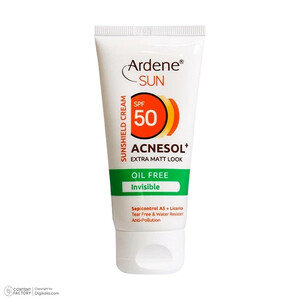 کرم ضد آفتاب بدون رنگ آردن SPF50 مدل ACNESOL محافظ UVB، ضد جوش و آکنه، مناسب انواع پوست حجم 50 میلی‌لیتر