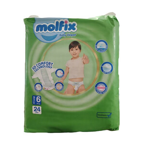 پوشک کودک مولفیکس مدل چسبی سایز ۶ بسته ۲۴ عددی