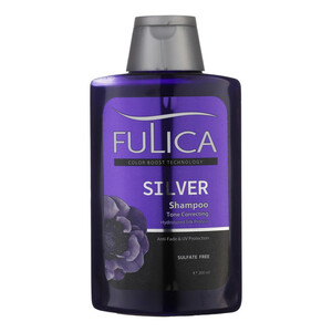 شامپو ضد زردی، درخشان کننده و ضدآلودگی محیطی فولیکا، سازگار با موهای دکلره شده، حاوی سیلک پروتئین هیدرولیز شده، فیلتر اشعه UV، با حجم 200 میلی‌لیتر مدل SILVER