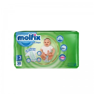 پوشک کودک مولفیکس مدل چسبی سایز 3 بسته 38 عددی