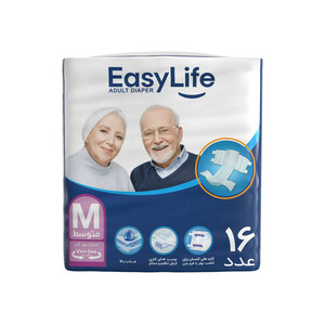 پوشینه چسبی بزرگسال ایزی لایف سایز متوسط بسته 16 عددی