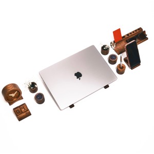 پک ست اداری چوبی- جاقلم | استند لپ تاپ | استند موبایل | روزشمار | ساعت رومیزی | گلدان | شمعدان