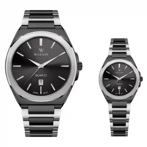 ست ساعت مردانه و زنانه  واتسون Watson W1241Gl بند استیل مشکی صحفه مشکی