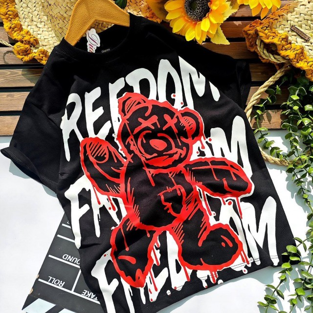 تیشرت تک پسرونه مشکی محرمی خرسی مناسب بهار و تابستان