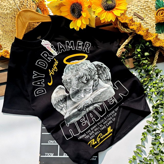 تیشرت  تک پسرونه مشکی محرمی فرشته  مناسب بهار و تابستان