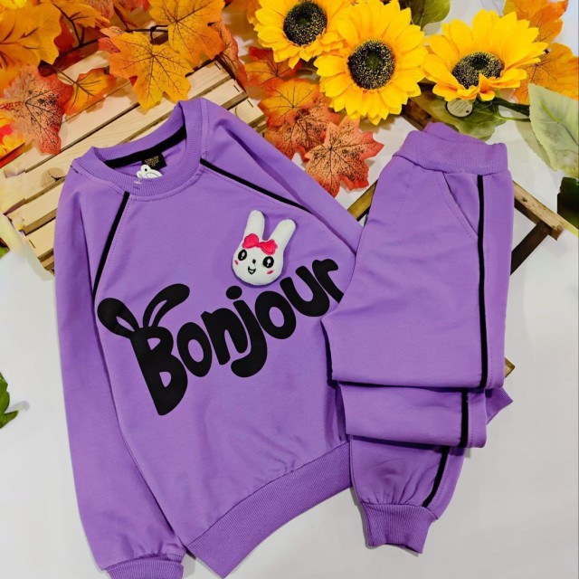 ست بلوز و شلوار خرگوش مدلBonjour مناسب پاییز و زمستان