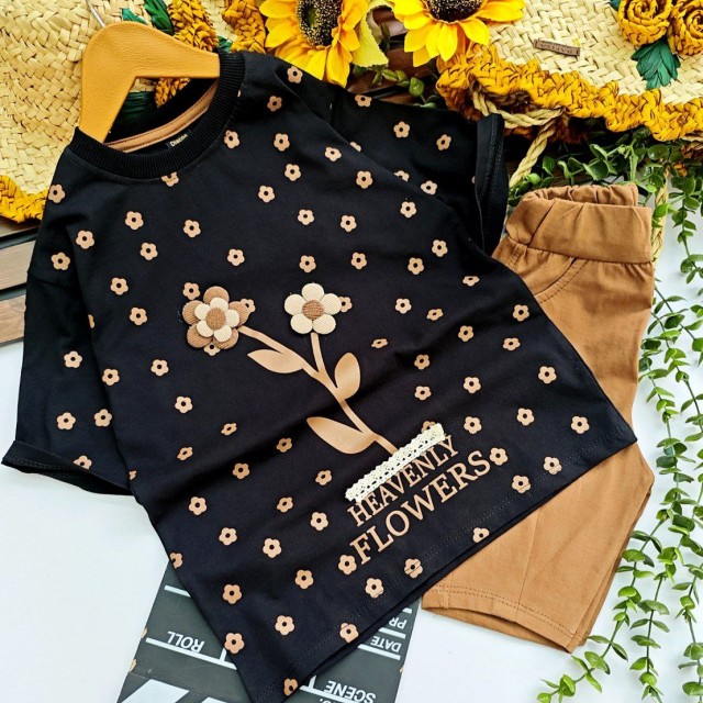 ست بلوز و شلوارک محرمی گلبرگ دخترونه مناسب بهار و تابستان