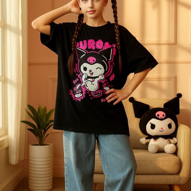 تیشرت تک کرومی دخترونه رنگ مشکی