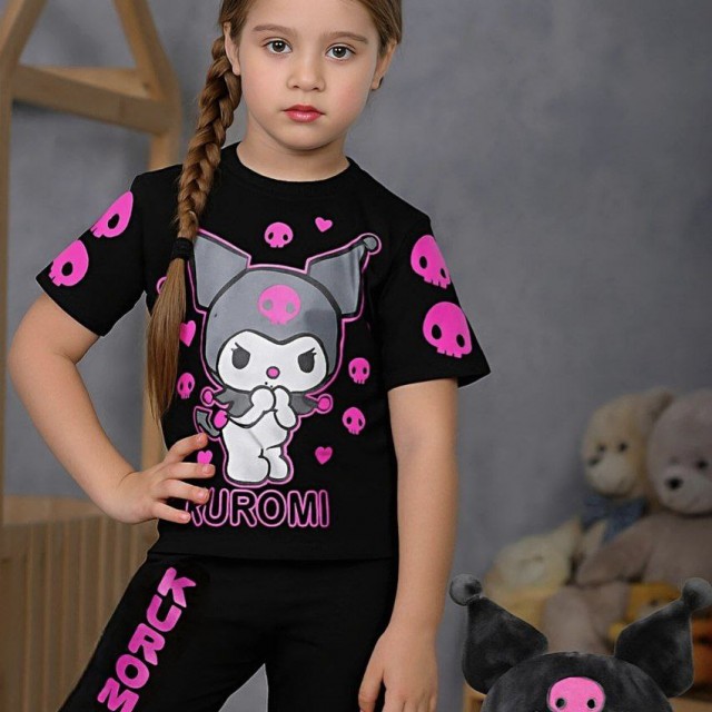 ست بلوز و شلوارک کرومی دخترونه رنگ مشکی