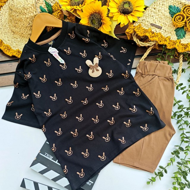 ست بلوز و شلوارک محرمی خرگوش جذاب دخترونه بهار و تابستانی