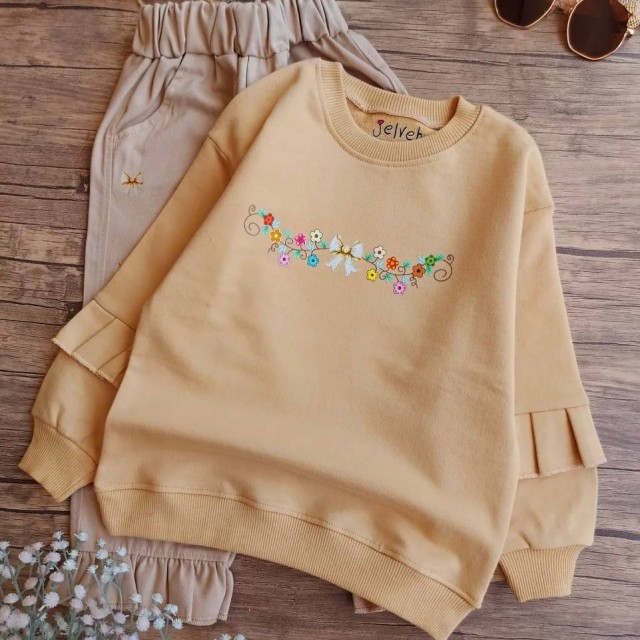 ست راحتی بلوز شلوار طرح پاپیون دخترانه مناسب پاییز و زمستان