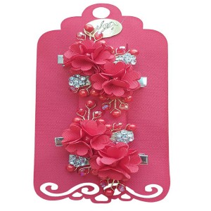 گیره انبری مدل گل قرمز مجلسی بسته 4 عددی