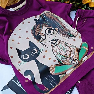 ست بلوز و شلوارک دختر و گربه دخترونه مناسب بهار و تابستان