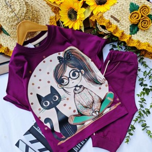 ست بلوز و شلوارک دختر و گربه دخترونه مناسب بهار و تابستان