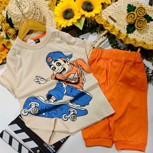 ست بلوز و شلوارک پسرک اسکیت باز پسرونه مناسب بهار و تابستان