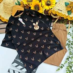 ست بلوز و شلوارک محرمی خرگوش جذاب دخترونه بهار و تابستانی