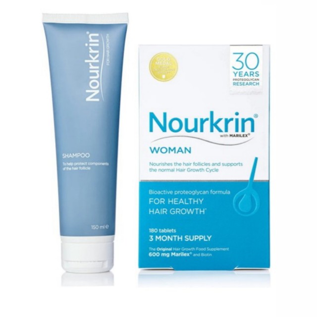 پک ضد ریزش مو نورکرین بانوان ( ۱۸۰ قرص + شامپو  ) nourkrin woman