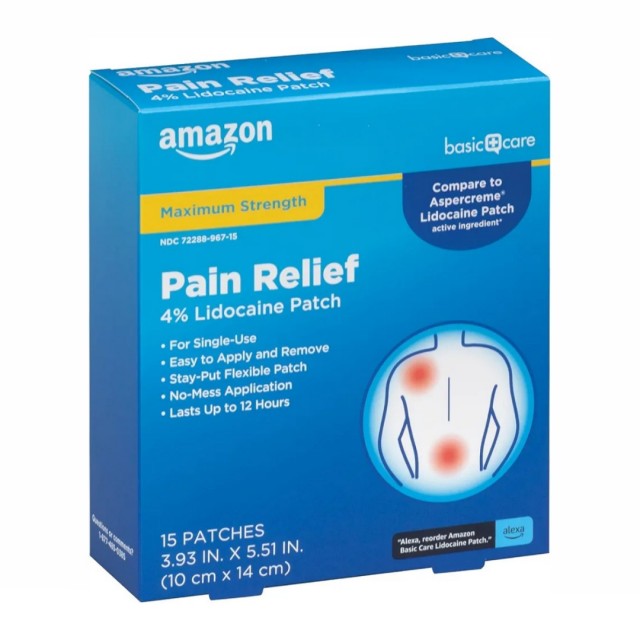 چسب ضد درد حاوی لیدوکائین 4% برند آمازون ( تک عددی و 15 عددی )