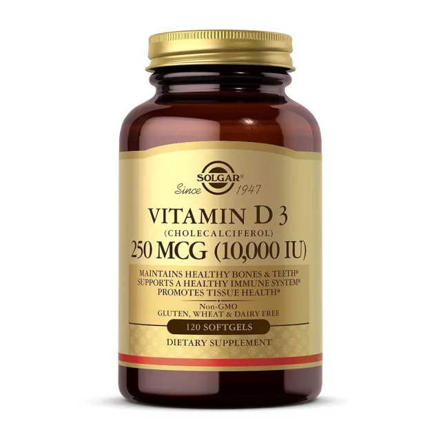 مکمل ویتامین D3 (10000IU) برند سولگار 120 عددی ساخت آمریکا vitamin D3 iu 10000