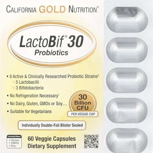 کپسول پروبیوتیک LactoBif 30 از برند California Gold Nutrition ساخت آمریکا 60 عددی