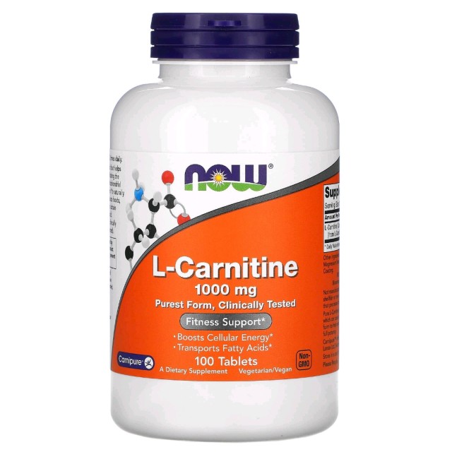 مکمل ال-کارنیتین 1000 میلی‌گرم برند (NOW) 100 عددی ساخت آمریکا now l carnitin 1000mg