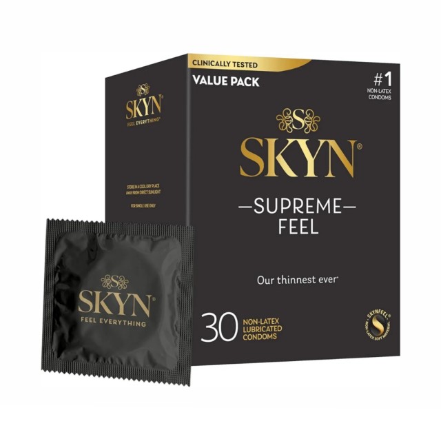 کاندوم بدون لاتکس برند  SKYN Supreme Feel  فوق نازک، طبیعی و ضد حساسیت