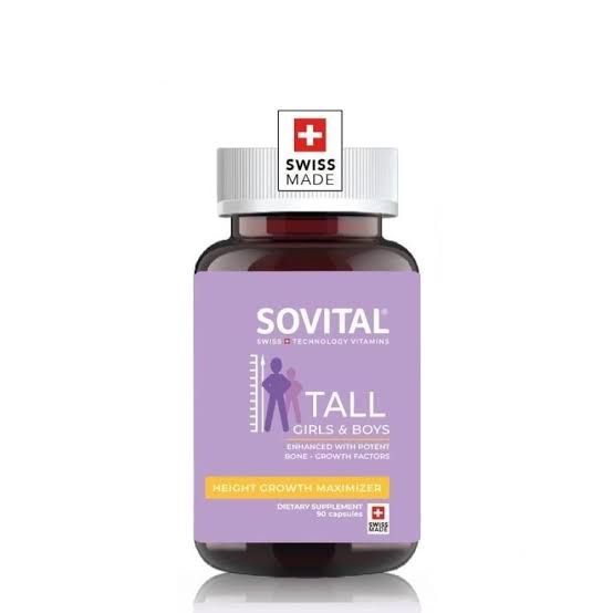 مکمل افزایش رشد قد کودکان و نوجوانان سوویتال SOVITAL Tall Girls & Boys | حاوی ترکیبات حمایت‌کننده از رشد استخوان | 90 کپسول ساخت سوییس