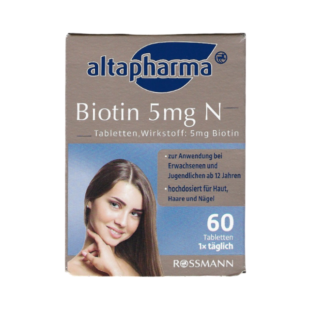 قرص بیوتین 5میلی گرم آلتا فارما تقویت مو و ناخن 60عددی BIOTIN 5MG N