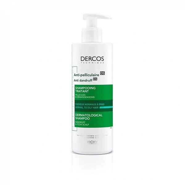 شامپو ضد شوره و ضد خارش ویشی VICHY مدل Anti-pelliculaire سری درکوس Dercos حجم 390 میل  Dercos Anti-Dandruff Shampoo For Oily hair