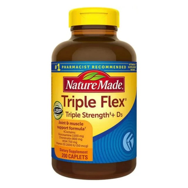 مکمل تریپل فلکس برند نیچرمد ۲۰۰ عددی ساخت آمریکا nature made triple flex+D3