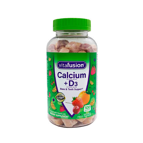 پاستیل کلسیم + D3 مخصوص بزرگسالان 100 عددی برند ویتافیوژن ساخت آمریکا vitafusion calcium + D3 100 gummies
