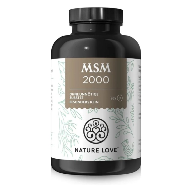 مکمل MSM دوز 2000 میلی گرم + ویتامین C برند nature love کاملا گیاهی  365 عددی ساخت آلمان