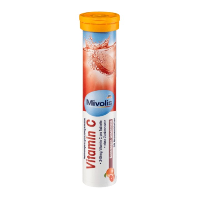 قرص جوشان ویتامین C سی برند mivolis ساخت آلمان 20 عددی