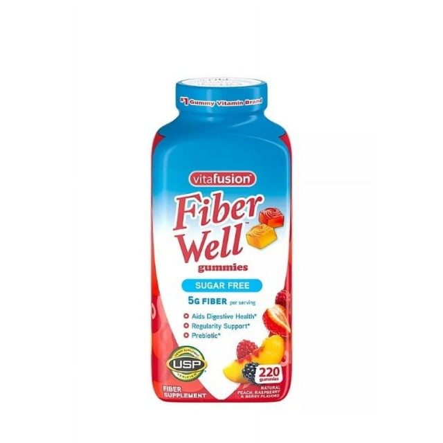 مکمل پاستیلی فیبر + پروبیوتیک ( بدون شکر ) برند ویتافیوژن 220 عددی ساخت آمریکا  vitafision fiber well gummies sugar free + probiotics