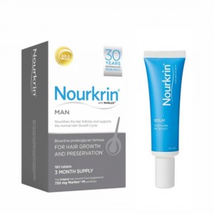 پک ضد ریزش مو نورکرین آقایان ( ۱۸۰ قرص + سرم ) nourkrin man