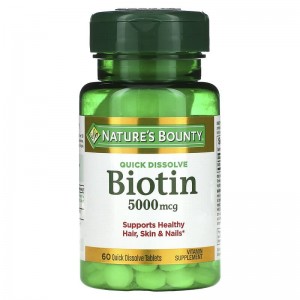 مکمل بیوتین نیچرز بونتی 60عدد سافت ژل 5000 میکرو گرم Nature's Bounty Biotin
