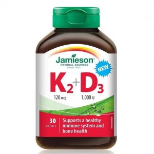 مکمل D3+K2 برند جیمیسون 30 عددی ساخت کانادا