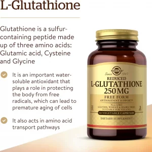 کپسول گلوتاتیون برند سولگار 60 عددی ساخت آمریکا REDUCED L-GLUTATHIONE 250 MG SOLGAR