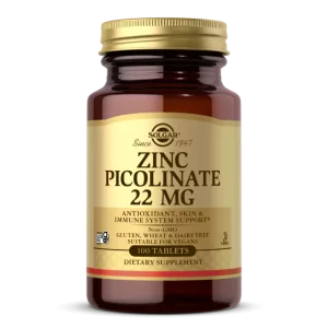 کپسول زینک پیکولینات 22 میلی گرم 100 عددی برند سولگار ساخت آمریکا zinc picolinate 22 mg solgar