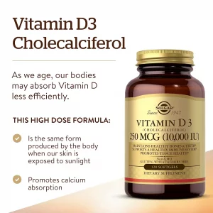 مکمل ویتامین D3 (10000IU) برند سولگار 120 عددی ساخت آمریکا vitamin D3 iu 10000
