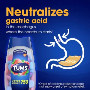 قرص جویدنی تامز اکسترا 750 میل ضد اسید و سوزش معده ۱۰۰ عددی tums extra 750mg