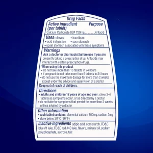 قرص جویدنی تامز اکسترا 750 میل ضد اسید و سوزش معده ۱۰۰ عددی tums extra 750mg
