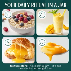 ژل خزه دریایی به همراه جلبک با طعم سیب دارچین  برند  true sea moss ساخت آمریکا 473 میلی گرم