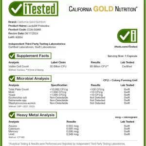 کپسول پروبیوتیک LactoBif 30 از برند California Gold Nutrition ساخت آمریکا 60 عددی