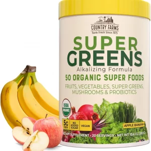 پودر غذای کامل سوپر گرین 300 گرمی برند COUNTRY FARMS ساخت آمریکا