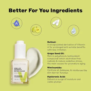 سرم شب رتینول ولیشن بیوتی با نیاسینامید و هیالورونیک اسید  Volition Beauty Sémillon Overnight Retinol Serum with Niacinamide + Hyaluronic Acid (35ml)